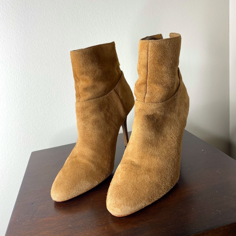 Audrey Brooke Chestnut Suede Booties